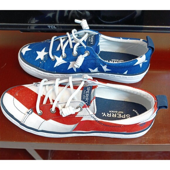 Sperry Top Sider Boat Shoes Stars Stripes Size 7 Womens Olympics Paris STS88152 - Picture 2 of 16